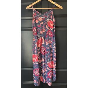GAP Racerback Midi Dress Spaghetti Straps Size Small Pink Blue Red Floral Print